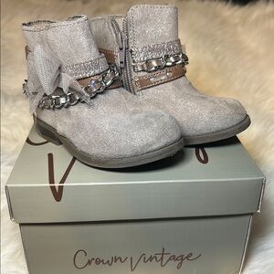 Crown Vintage Sparkling Gray Ankle Boots for toddler girl